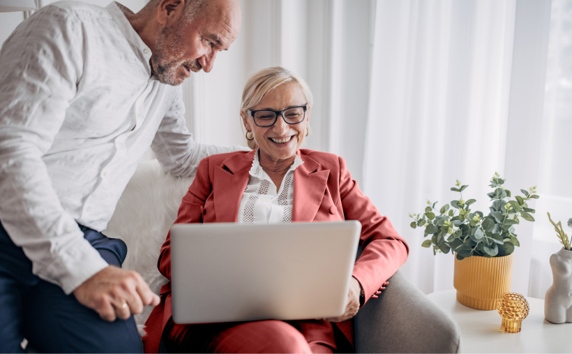couple looking at a laptop