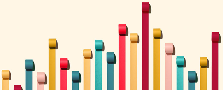 Colored rolls of ribbon